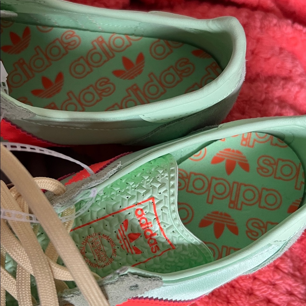 Adidas ARCHIVAL RUNNING SHOES SATIN SL 72 OG Shoes Semi Green Spark Solar Orange - Picture 10 of 13